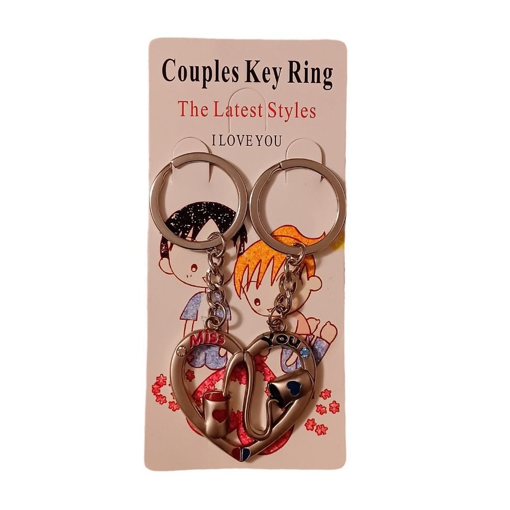 Miss You Heart Keychain for Couples